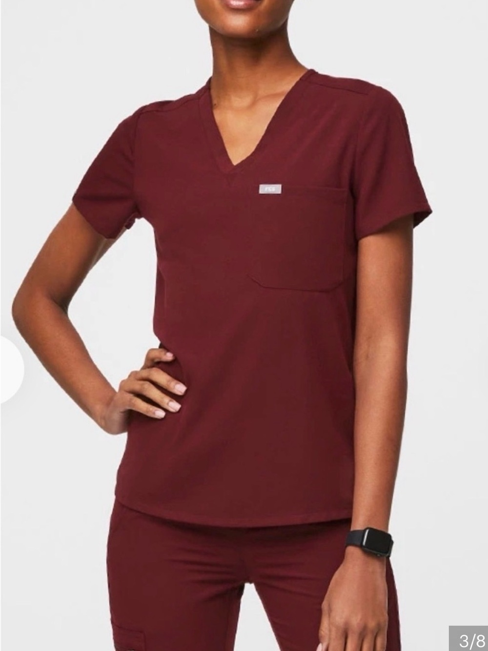 Figs Catarina Burgundy Scrub Top - XS